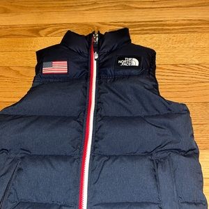 Boys North Face Puffer Vest with American Flag